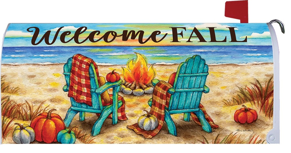 Beach Bonfire Mailbox Cover