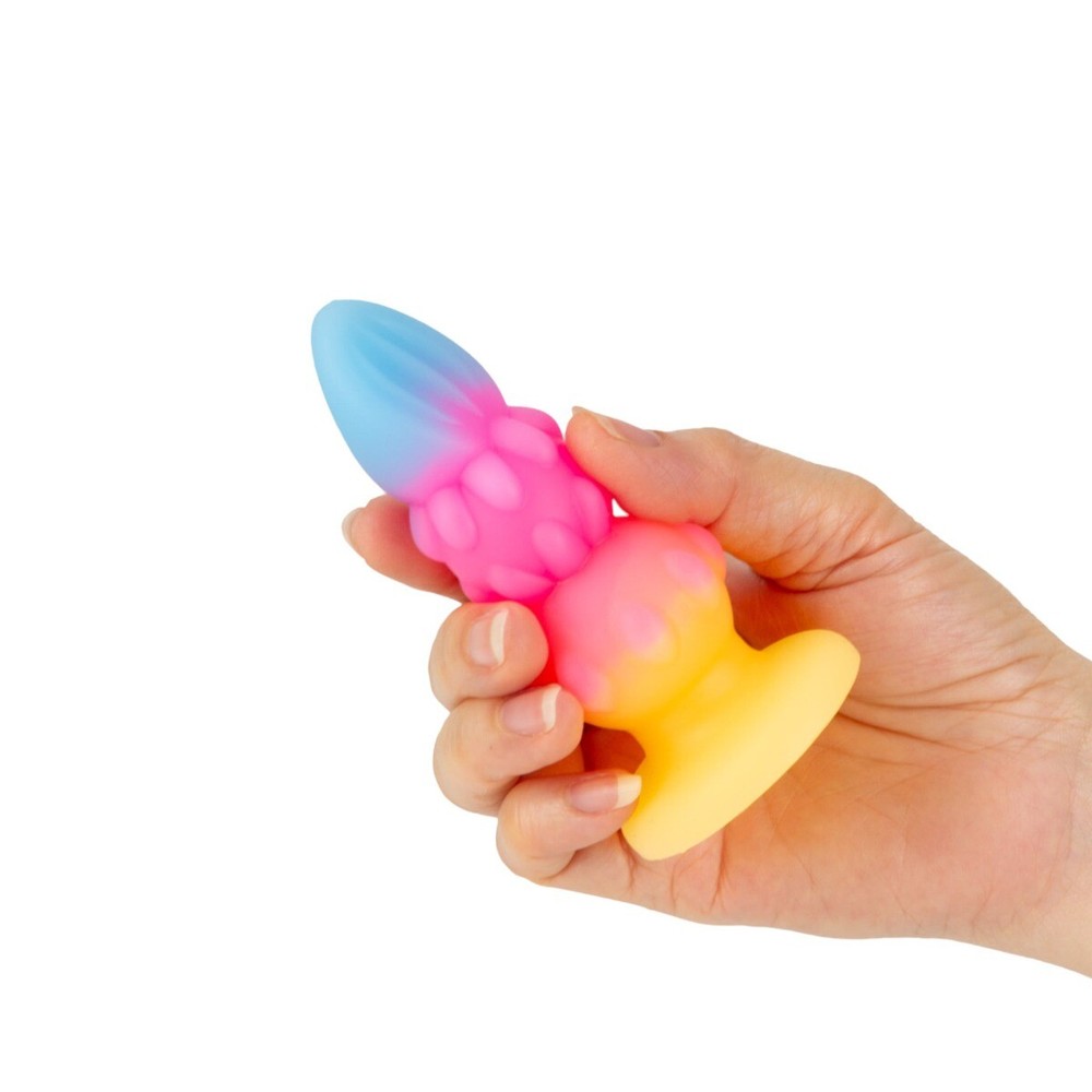 Soft Squeezable Glow in the Dark Silicone Beaded Bumpy Anal Butt Plug Small