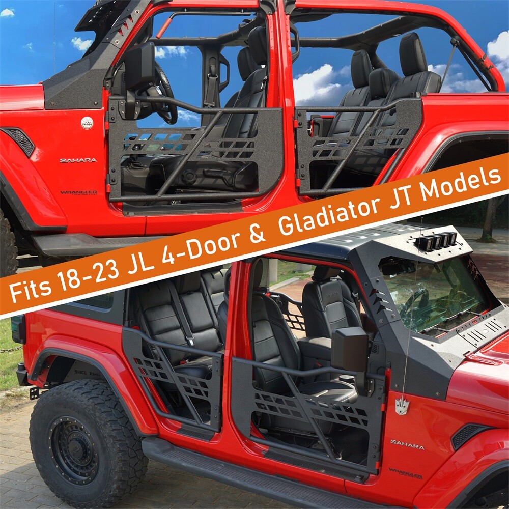 Steel Tube Half Door Guards for 2018-2025 Jeep Wrangler JL & Gladiator JT 4 Door