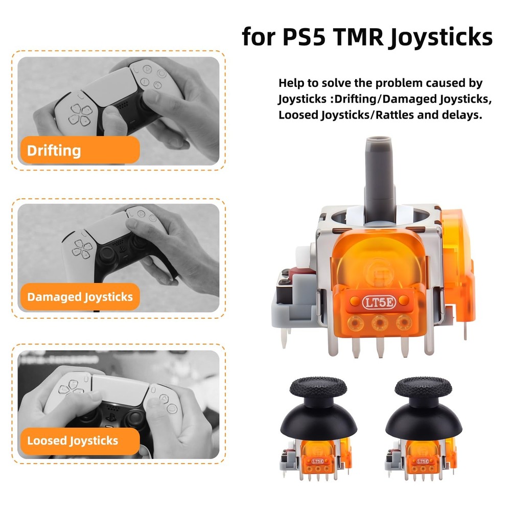 TMR Electromagnetic Joysticks Replacement for DualSense PS5 Controller, 3D An...