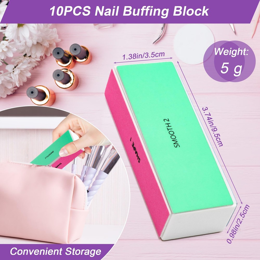 10 PCS Nail Buffing Block, 4 Way Buffer Block File Multicolor