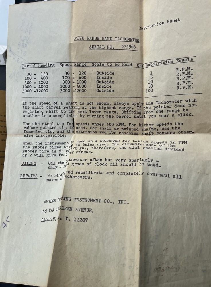 Jaquet 623 Handheld Tachometer