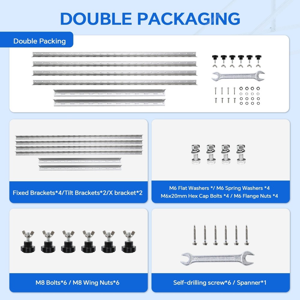 4 Sets 45in Solar Panel Brackets Tilt Mount Brackets kit Adjustable Frame