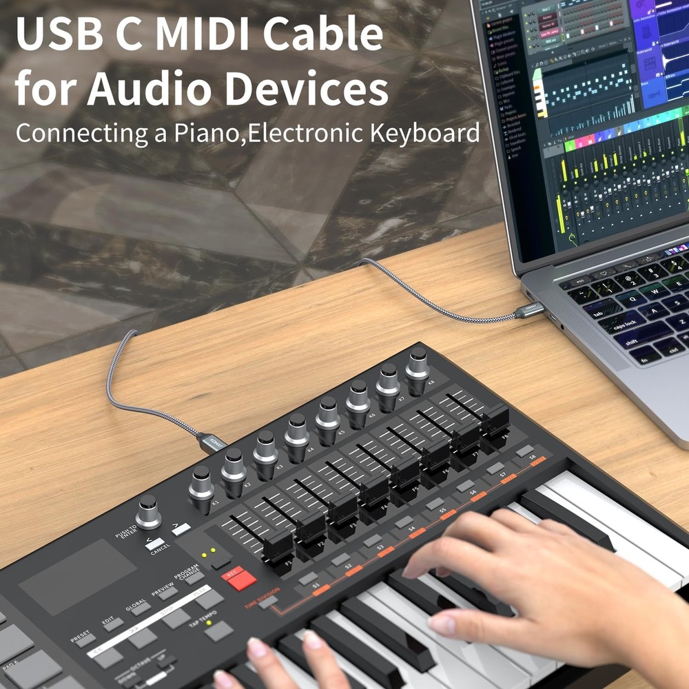 JXMOX USB B to C Printer Cable, (6.6ft 2-Pack) Nylon Braided B C...