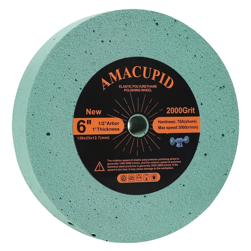 Elastic Polyurethane Buffing Wheels 6 Inch 2000 Grit. for Bench Grinding Whee...