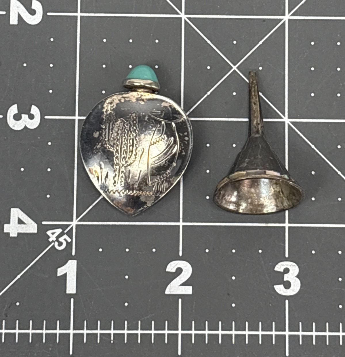 Vintage Sterling Silver Mexico Perfume Bottle and Funnel w/ MOP - 6 gr