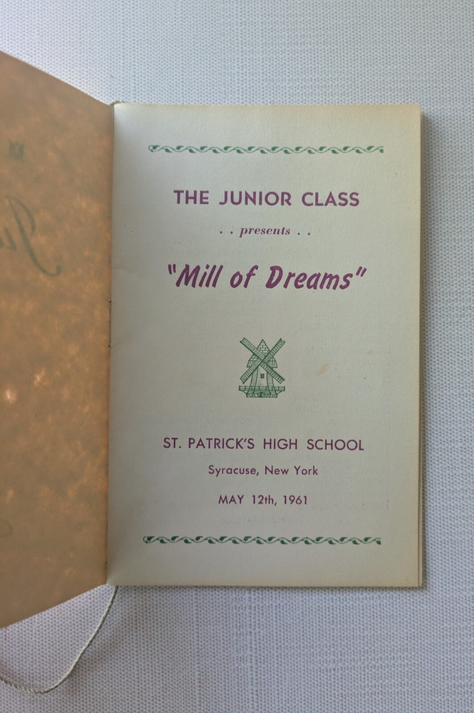 1962 St. Patrick's High School Syracuse NY Junior Prom Program