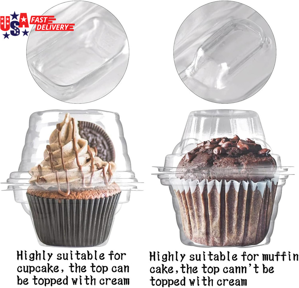 50 Pack Individual Cupcake Containers Plastic Cupcake Boxes Cupcake Holders Stac