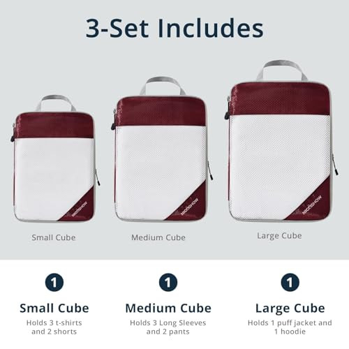 3 Set Compression Packing Cubes, Packing Cubes for Travel Compression,