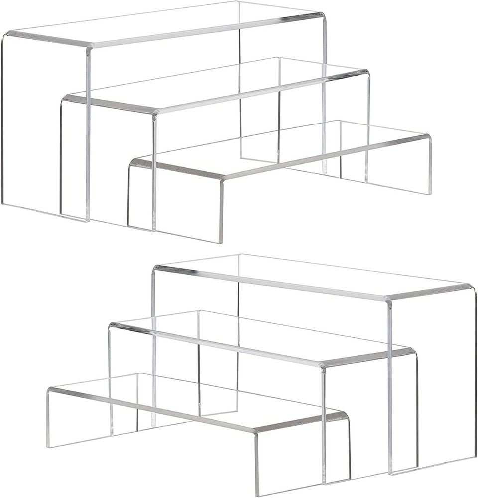 Large Acrylic Display Risers, 2 Sets11.2”L~11.6”L~12”L Clear Rectangular Show...