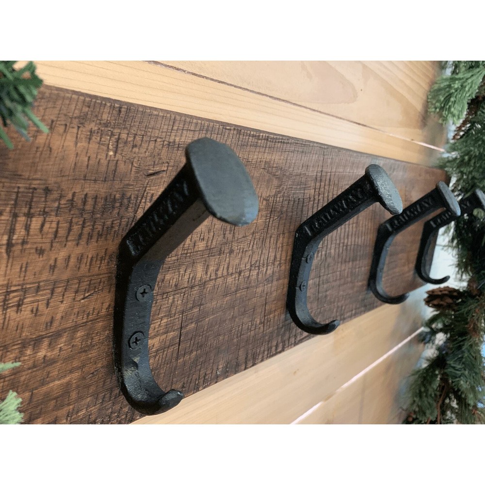 Rustic Farmhouse Christmas Stocking Wall Holder - 4 Hook - Dark Walnut
