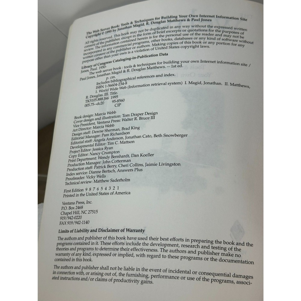 The Web Server Book W/CD-ROM Tool Kit 1995 First Edition