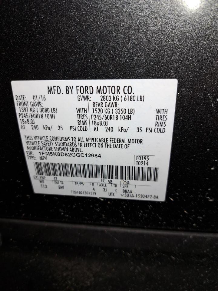 2016 Explorer Alternator Sku#4404884