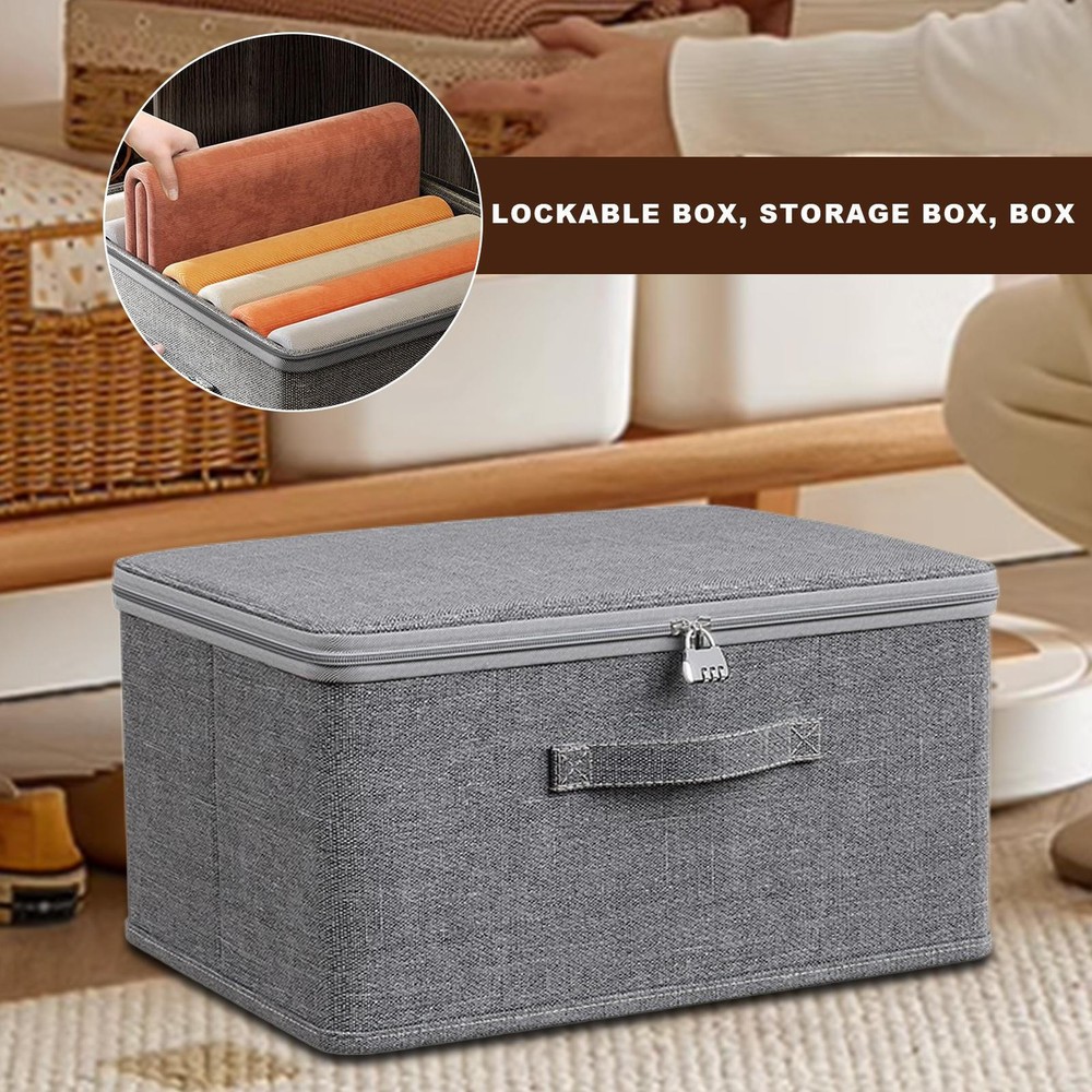 Storage Box With Lock Fabric Storage Lockable Organizer Box For Clothes