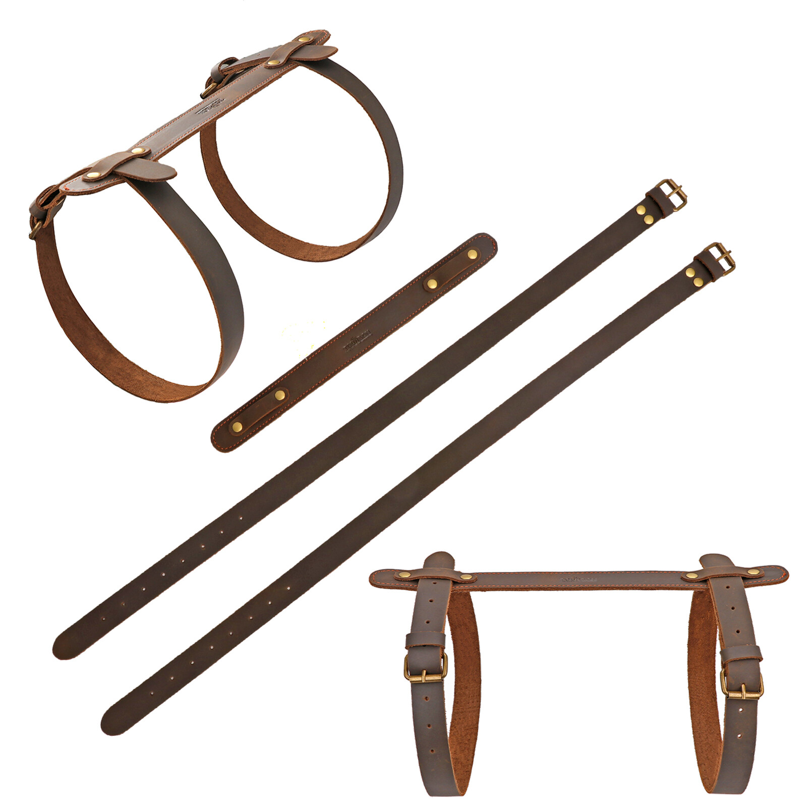 TOURBON Leather Picnic/Motorcycle Blanket Carry Handle Camp Belt Bedroll Strap