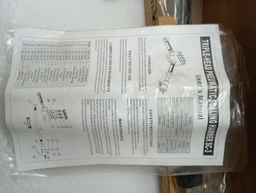 PNEUMATIC SCALING HAMMER SC-2