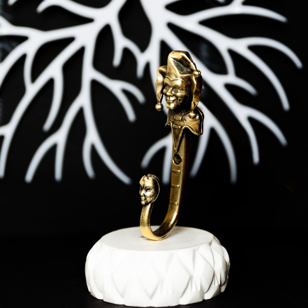 Brass Jester Wall Hook – Handmade Joker Hook, Medieval Solid Brass Decor