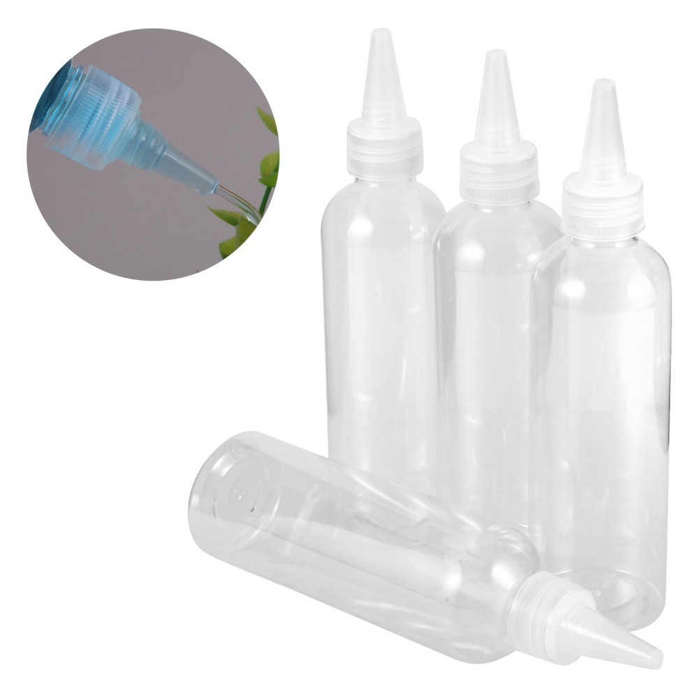 4 Pcs 200 Ml Plastic Squeeze Bottles with Transparent Tips for Glue Application