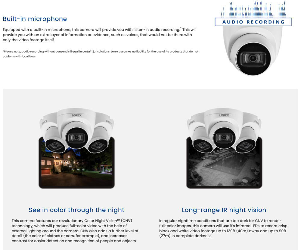 🔥 Lorex E841CD-E 4K Ultra HD Security IP Audio Recording Dome Camera 130ft 🔥