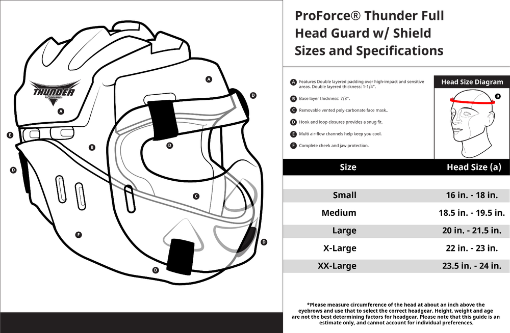 ProForce Thunder Full Headguard Sparring Headgear with Face Shield for Karate