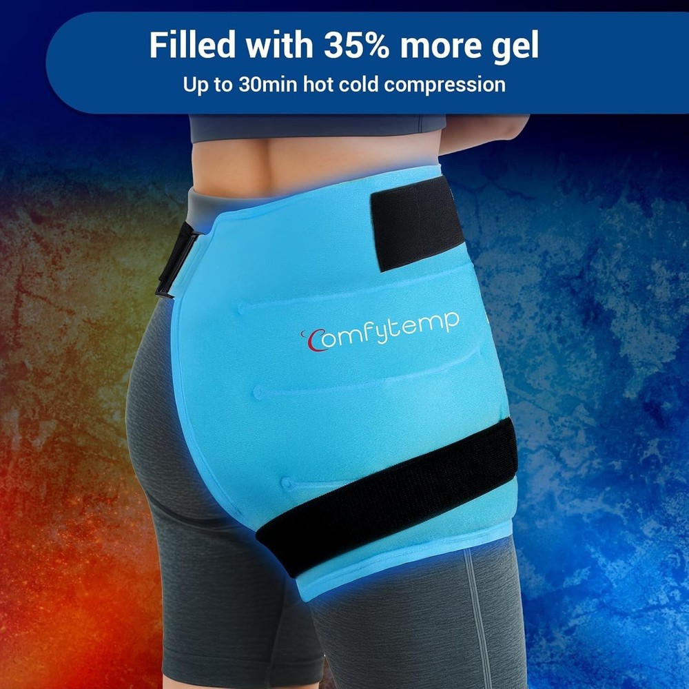 Hip Ice Pack Wrap for Sciatica, Hip Replacement Kit, Reusable Gel Ice Pack fo...
