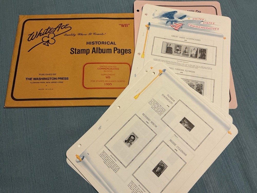 White Ace Stamp Album Supplement WB For US Comm. Plate Blocks Released In 1995