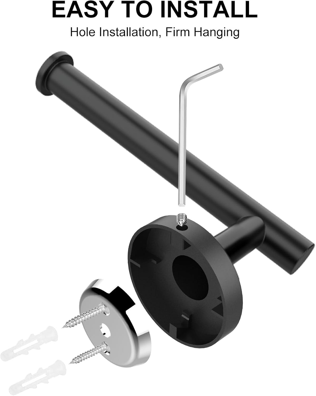 Matte Black Toilet Paper Holder Wall Mount 304 Stainless Steel