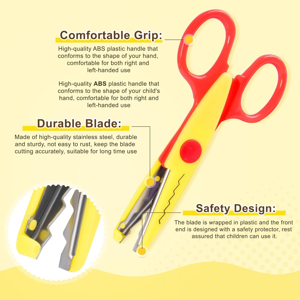 Craft Scissors 8 Pack Decorative Edge Zig Zag Scrapbook Pattern Safe for Kids