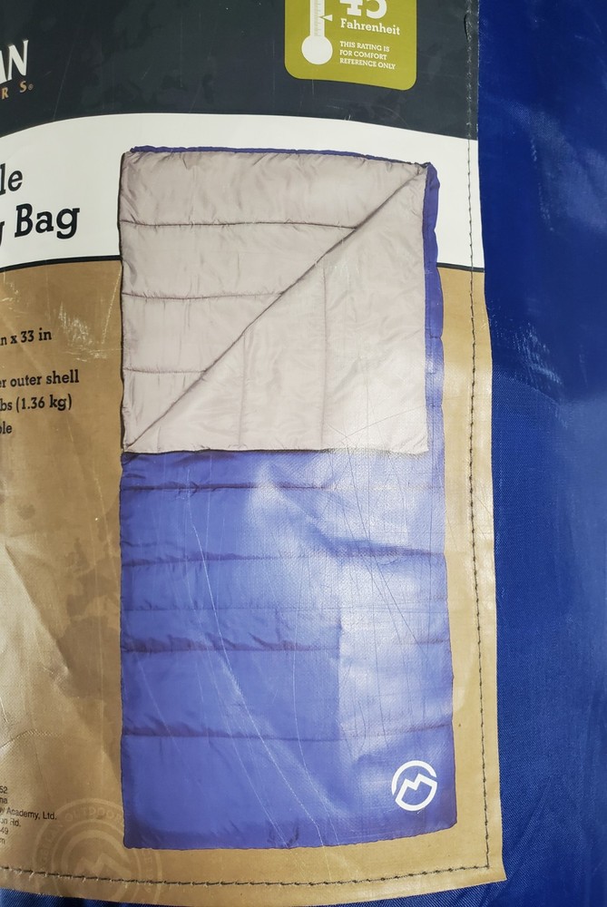 Magellan Outdoors Rectangular Sleeping Bag 45 Degrees 77" x 33" Blue
