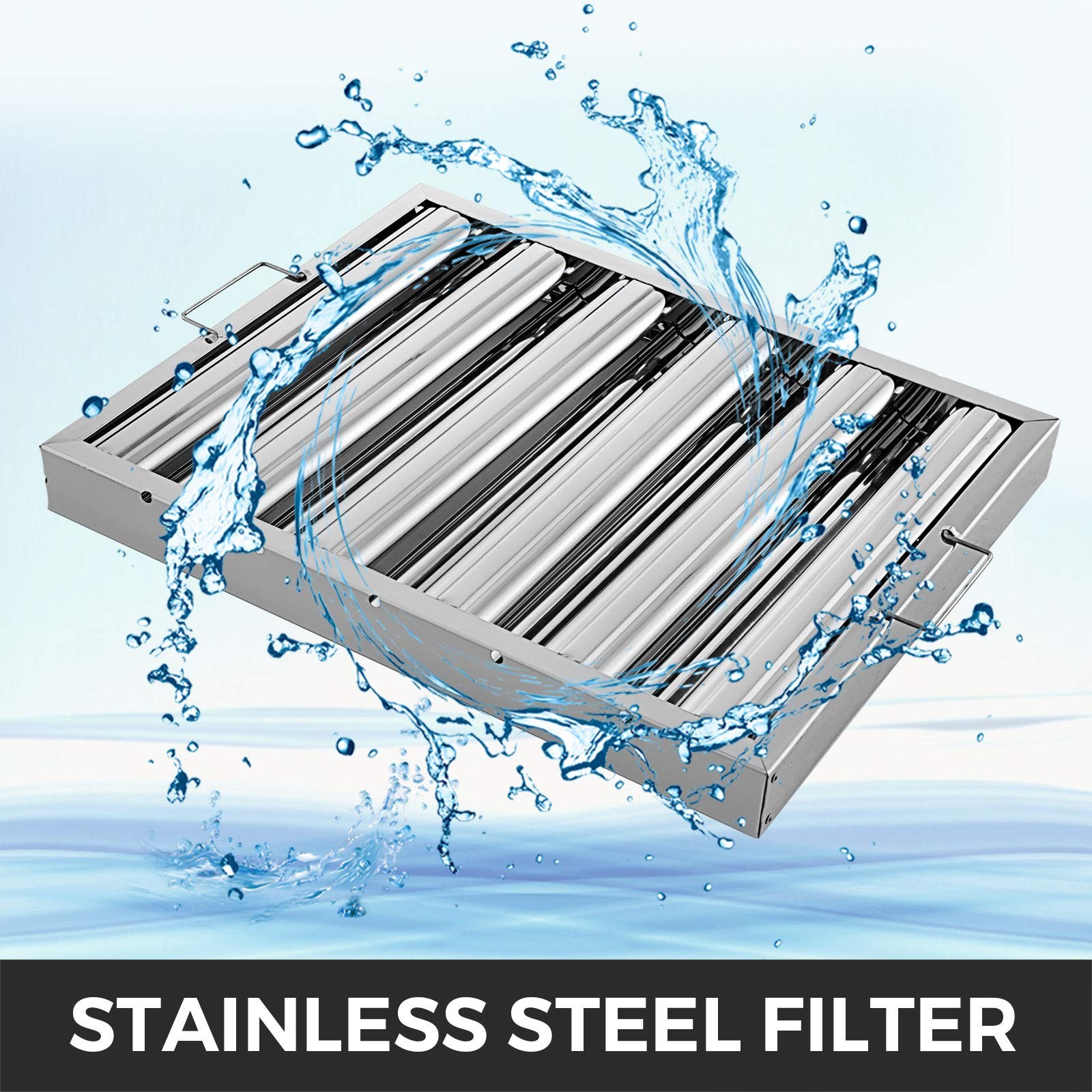 Pack of 6 Hood Filters 19.5W x 15.5H Inch, 430 Stainless Steel 5 Grooves