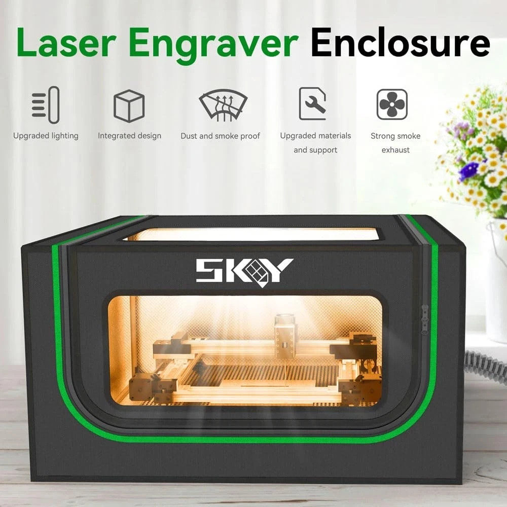 Updated Integrated Laser Engraver Enclosure with LED Light, Ventilation Kit, ...