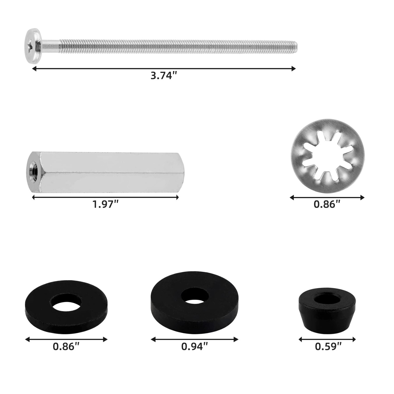 Toilet Seat Screws,Stainless Steel Toilet Seat Bolts with Long Downlock Nuts