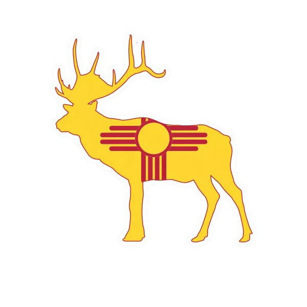 New Mexico Deer Shaped Flag Sticker Decal