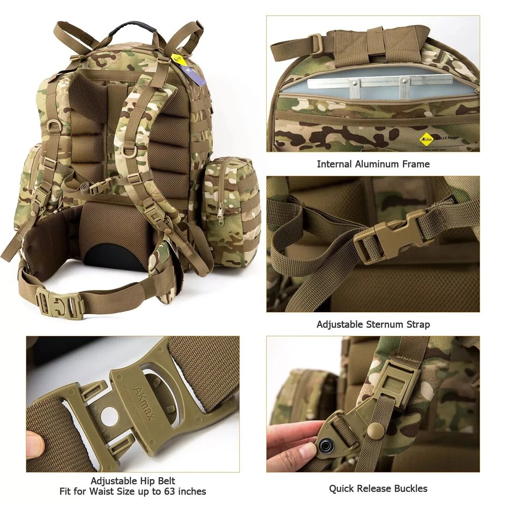 Upgraded MOLLE Medium Rucksack Backpack Internal Frame Capricorn Camo