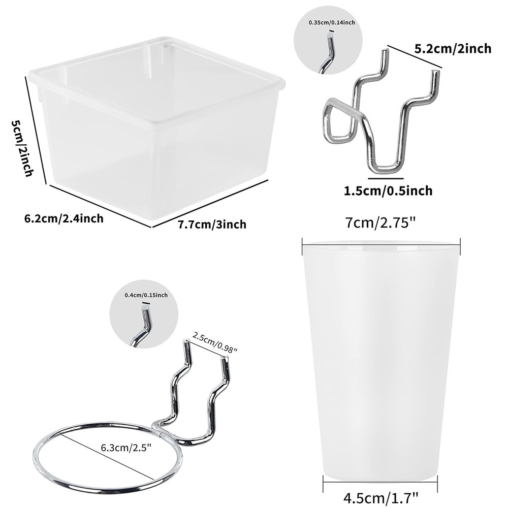 6 Sets Pegboard Bins and Cups with Pegboard Hooks, Pegboard Accessories Baske...