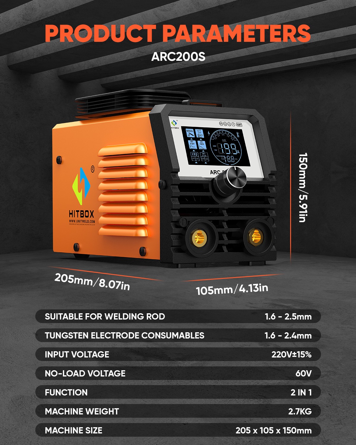 HITBOX 2in1 200A Stick Welder 110V ARC MMA Lift TIG Welding Machine+Welder Gun