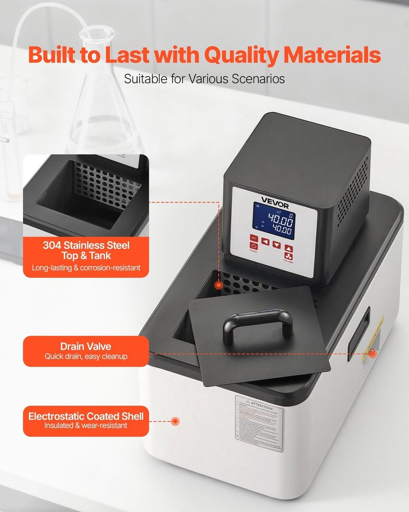 6L Lab Heating Circulator: 300°C, PID Control, Internal/External Flow