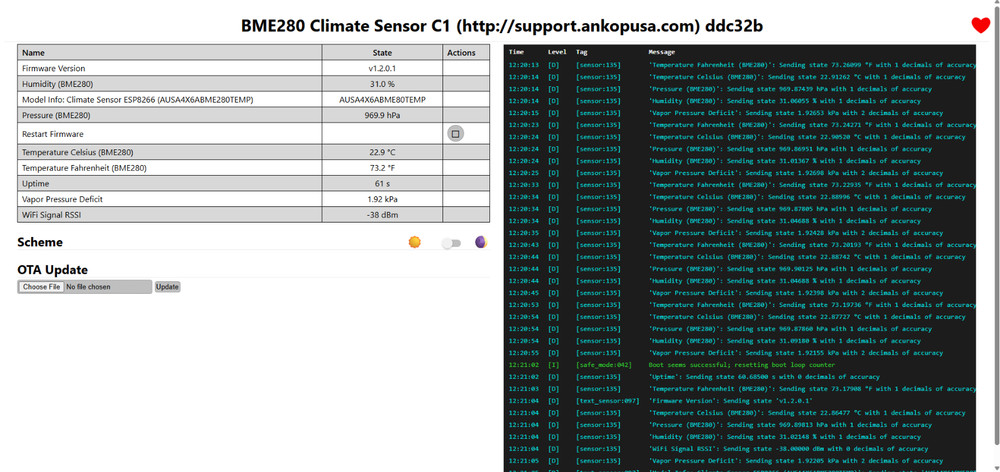 Climate Sensor C1 For ESPHome/HomeAssistant/ESP8266 (BME280 Chipset) Sensor Only