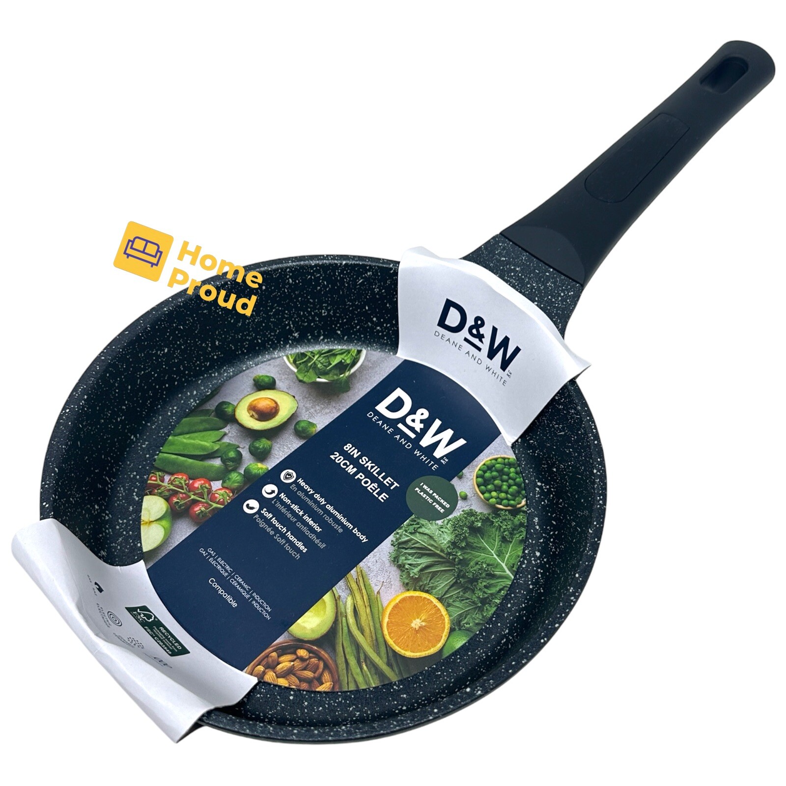 D&W Frying Pan Nonstick FRY Skillet 8 inch Deane&White Premium Kitchen Cookware