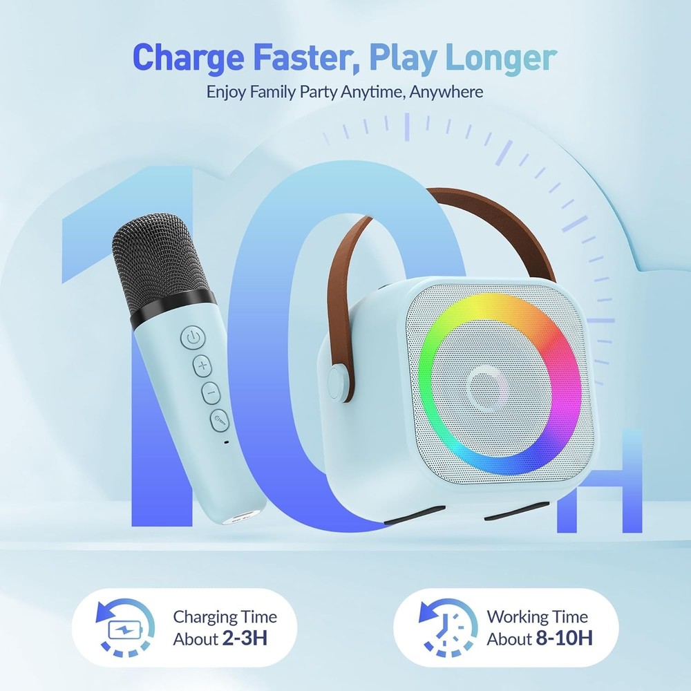 Portable Bluetooth Karaoke Machine for Kids - Endless Fun with Lights & Effects