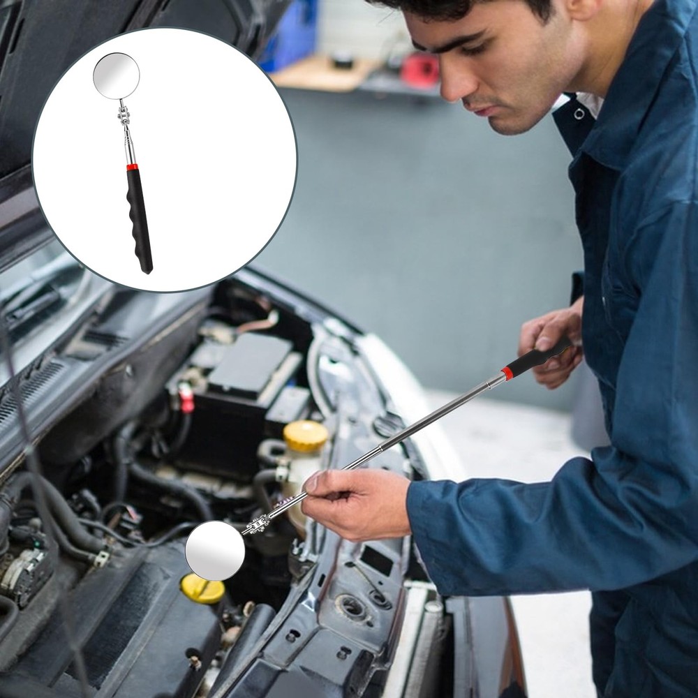 2Pcs Telescoping Inspection Mirror, Flexible Circular Mirror 360...