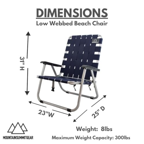 Low Webbed Beach Chair with Backpack Straps - Portable Lightweight Seating 1