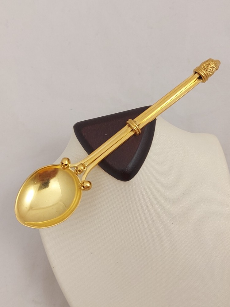 Antique Victorian Memento Mori Skull Solid Silver Gilt Spoon