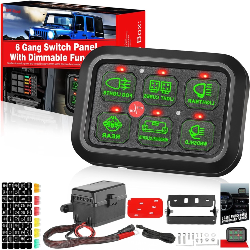 6 Gang Switch Panel Universal Circuit Control Relay System Automatic Dimmable...