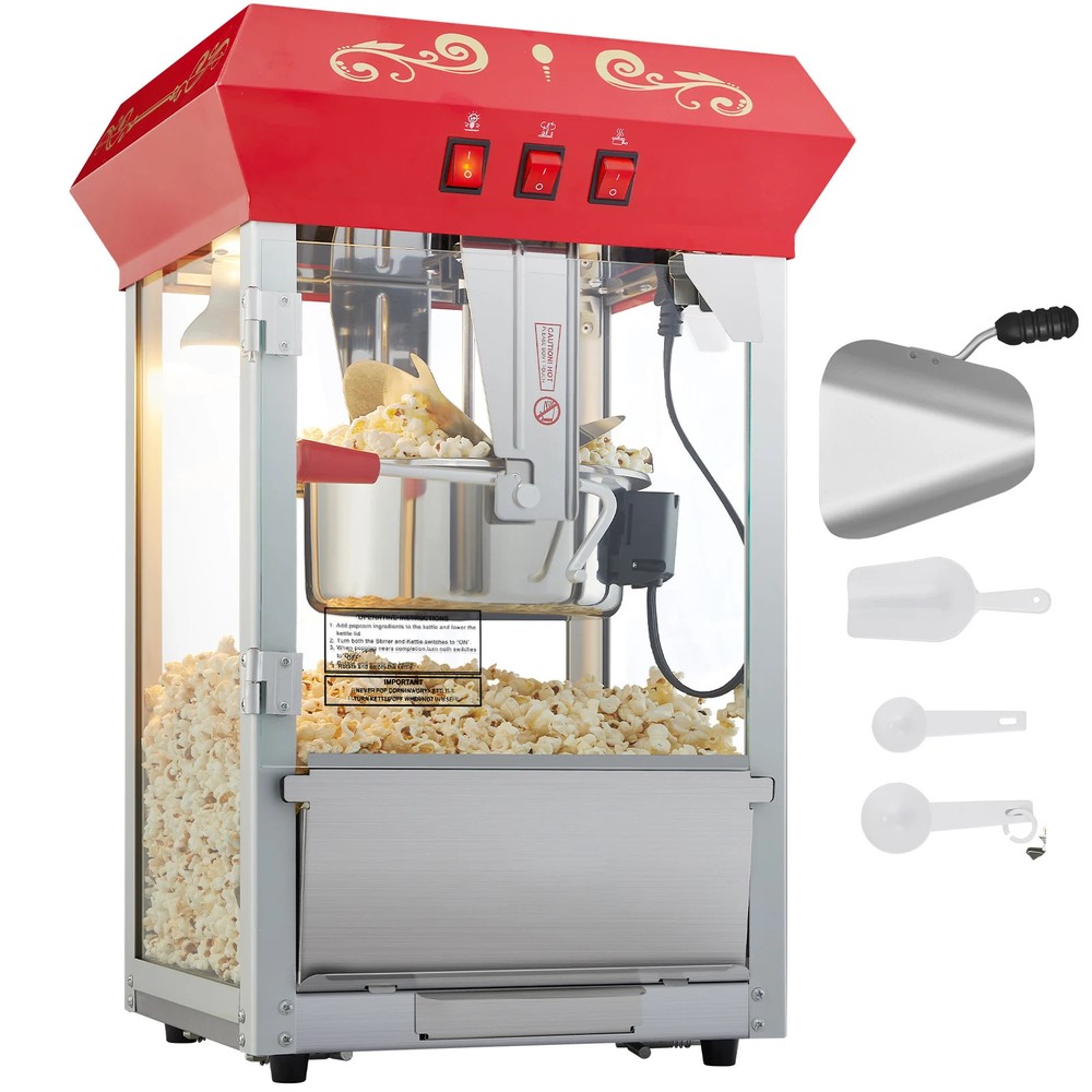 8/12Oz Electric Popcorn Maker Commercial Popper Machine Automatic Corn Cookware