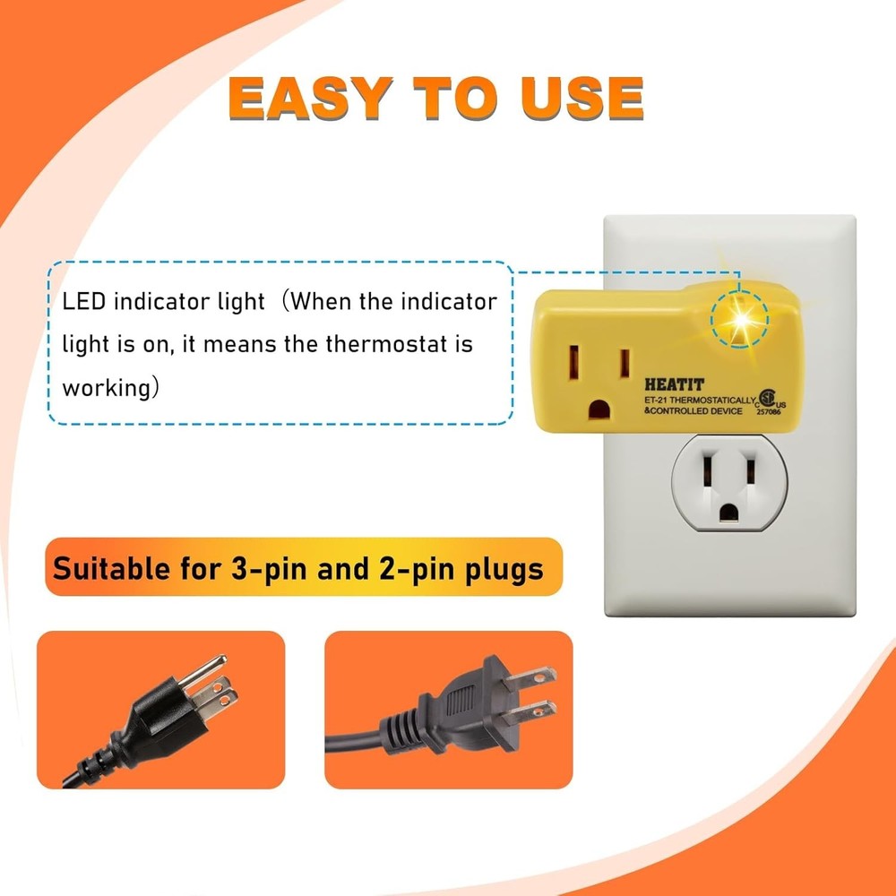 ET-21 Freeze Thermostat Plug: Automatic Power Control for Heating Applications