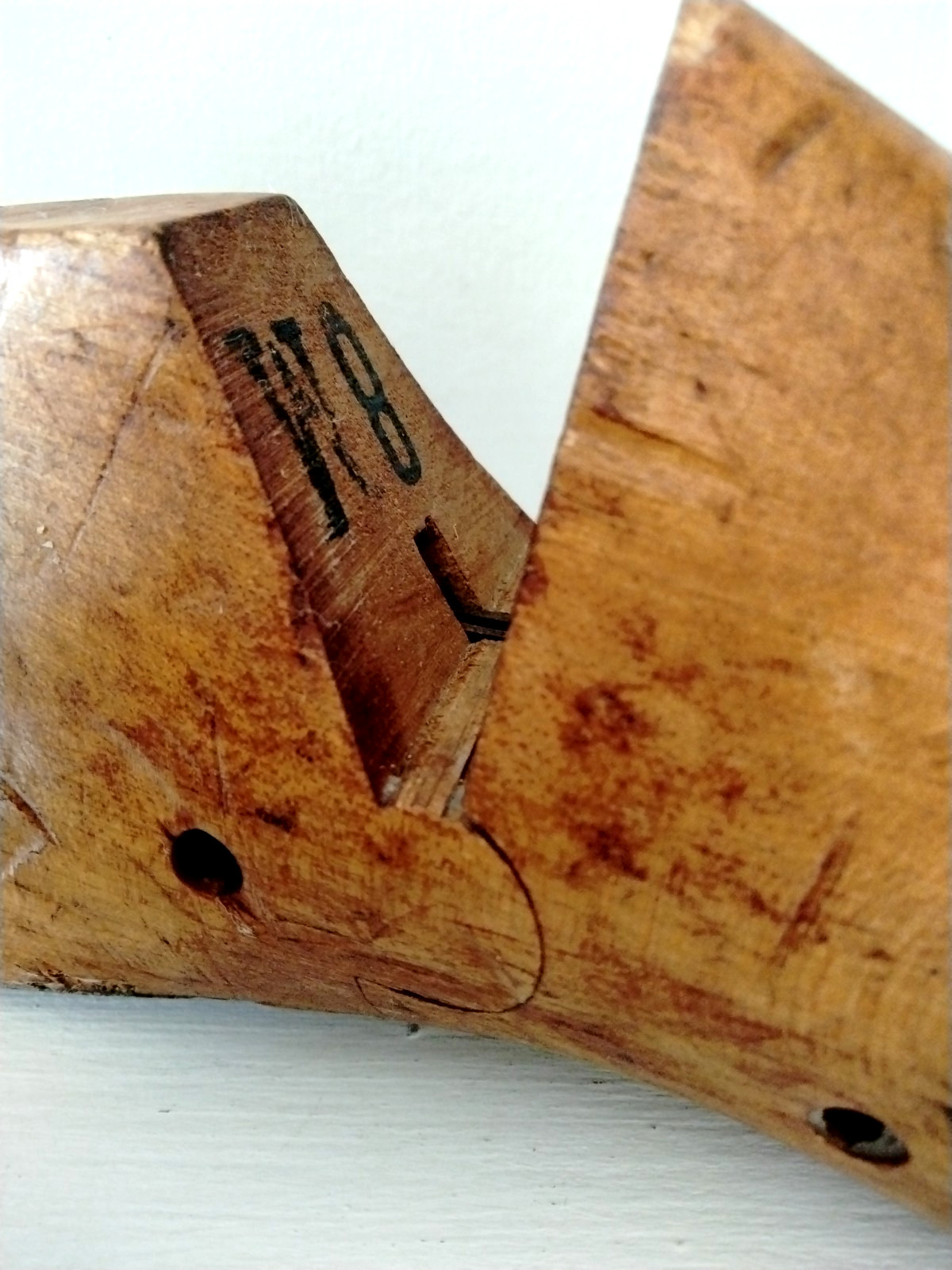 Antique Wood Shoe Mold 8M Industrial Cobbler Form Last #97 STUART Cognac Patina