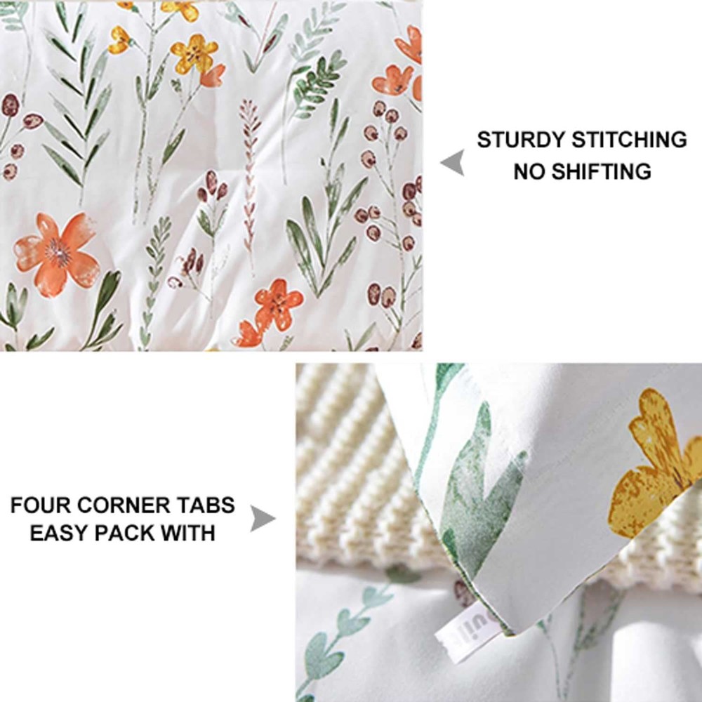 King Size Comforter Set, White Yellow King, Floral Set
