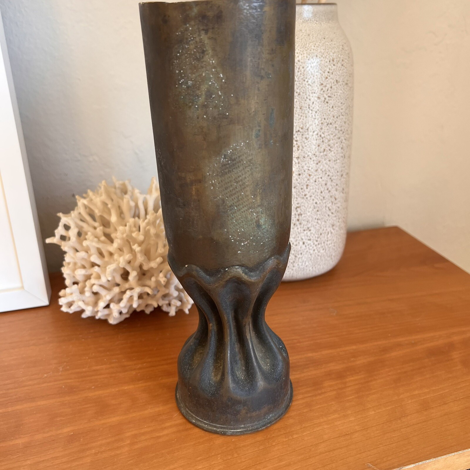 Rare WW1 Trench Art U.S. Army WWI Military Artillery 75mm Shell Case Vase