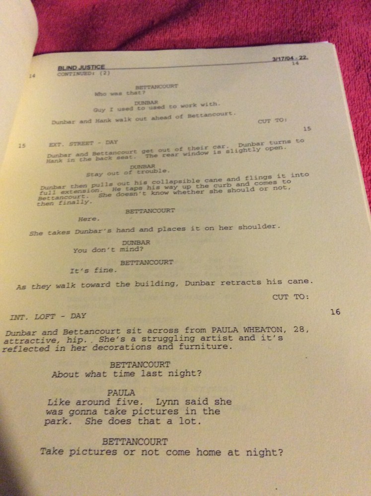 ORIGINAL SCRIPT BLIND JUSTICE RON ELDARD STEVEN BOCHCO MARISOL NICHOLS